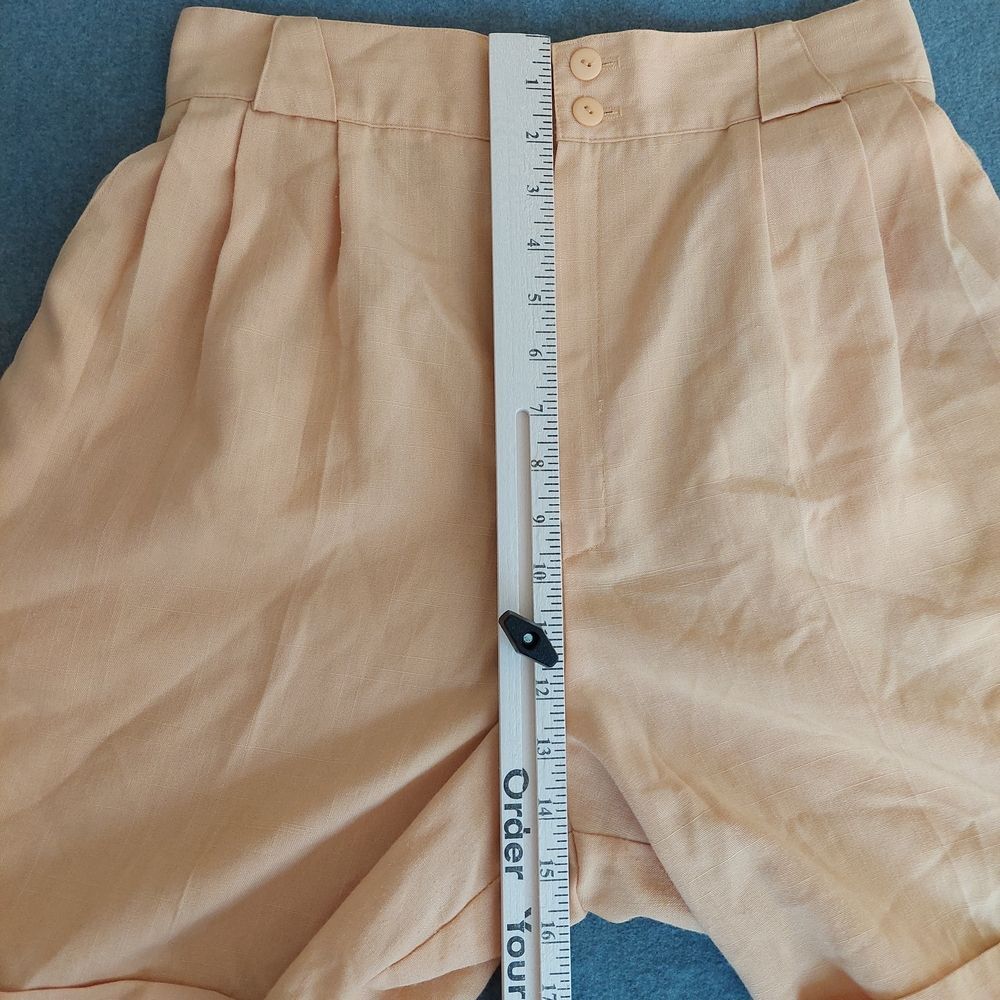 Vtg 90s Fundamental Things Petites Peach High Waisted Pleated Shorts 10P - Picture 5 of 10